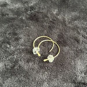 Elegant Gold Filled Hoop Earrings with Herkimer Diamond Beads